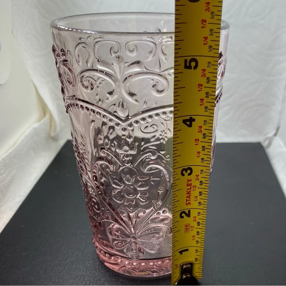 Pioneer Woman Embossed Glass Amelia/Tumbler, Rose 15.22 Oz - Picture 3 of 5